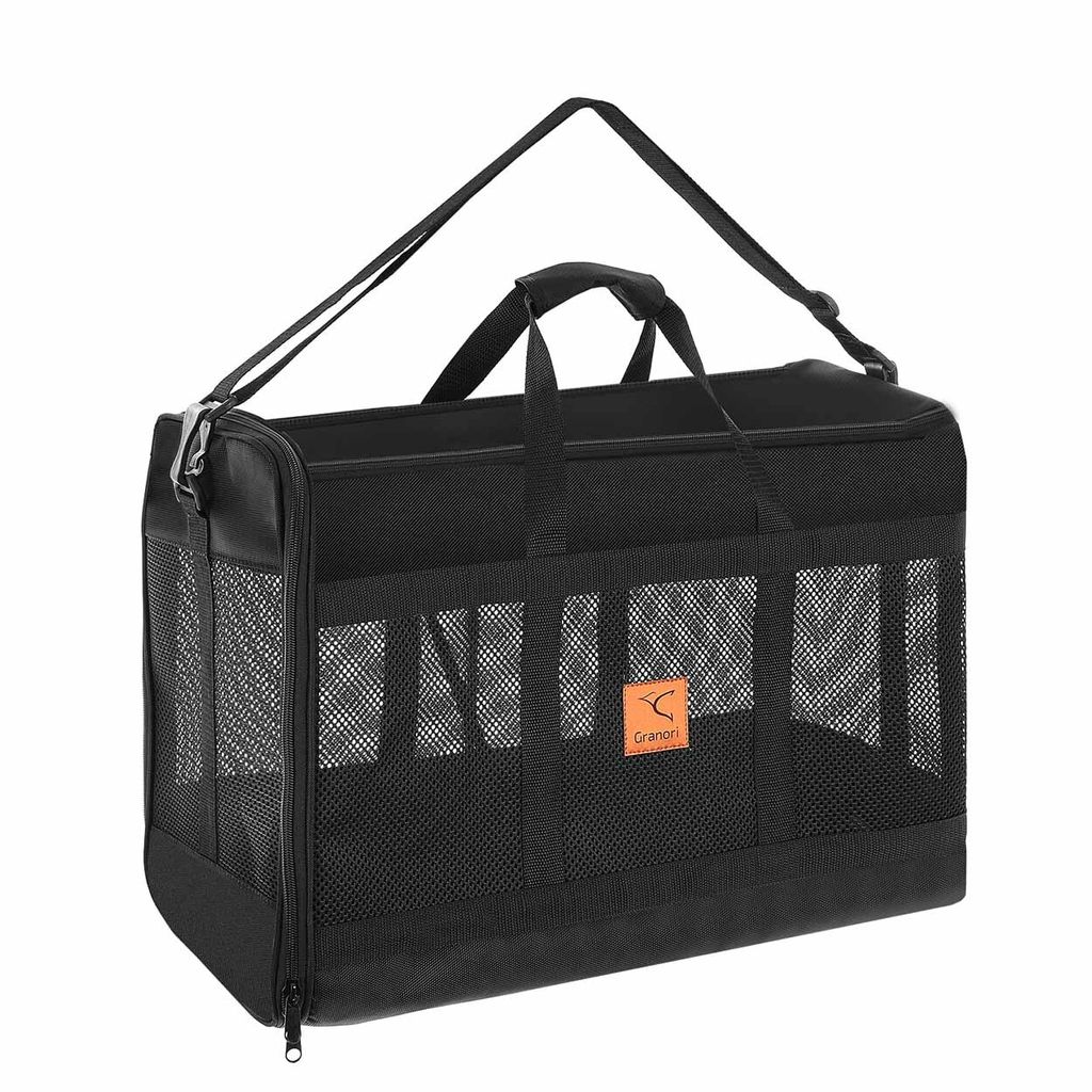 Granori Hundetasche 55x40x23 cm Flugzeug Hundetransporttasche | Flug Transportbox / Tiertransporttasche für Hund & Katze, groß, leicht + komfortabel