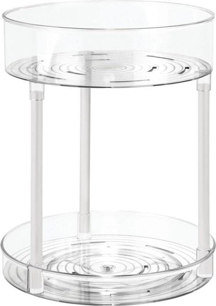 mDesign Regal Organizer Ablage Aufbewahrung drehbar 2 Etagen transparent / weiß