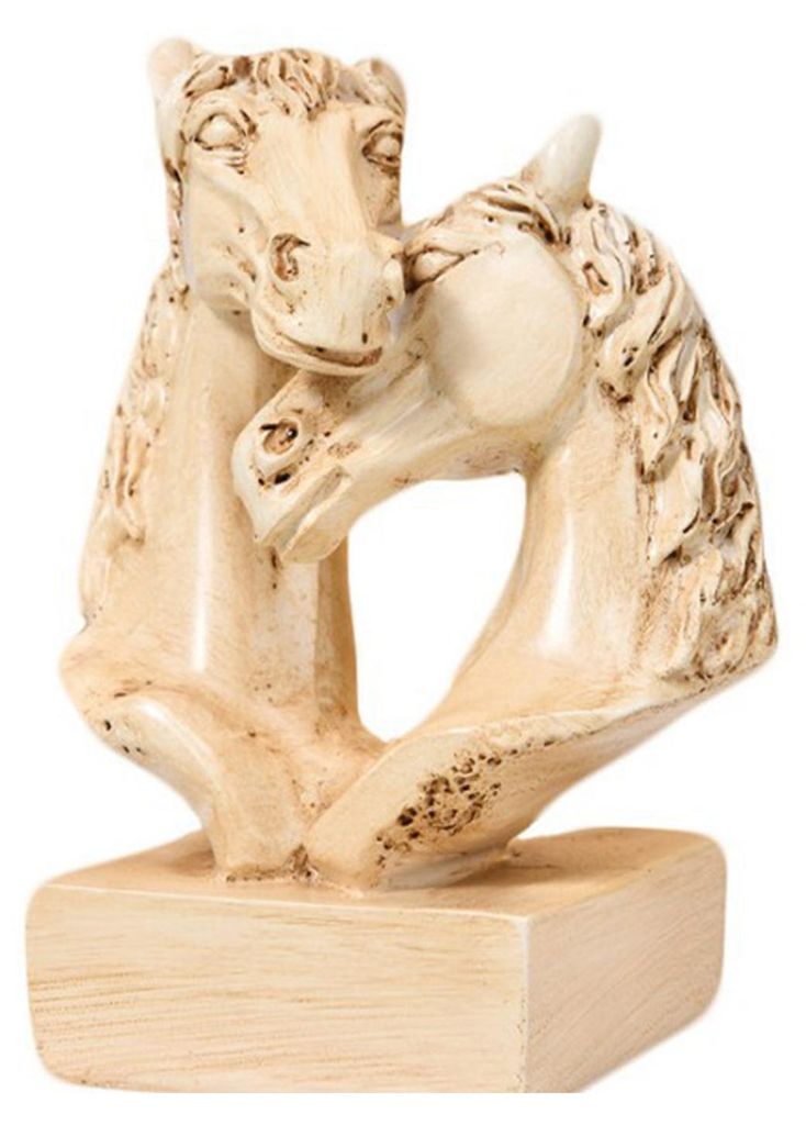 Doppelte Pferdekopfskulptur aus Kunstharz, liebevolle Pferdefigur für Wohn- und Schlafzimmer, romantische Reiterstatue für Pferdeliebhaber, Gesch...