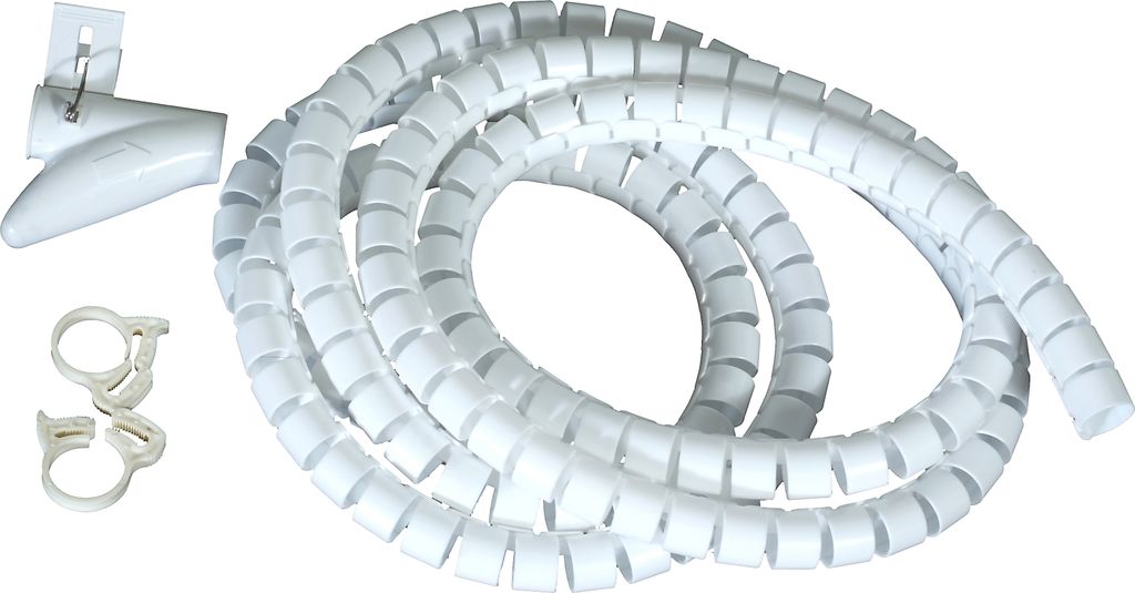 Flexible-Kabelspirale Spiralschlauch mit Einziehhilfe Ø 20 mm Länge 2.5 m WEISS