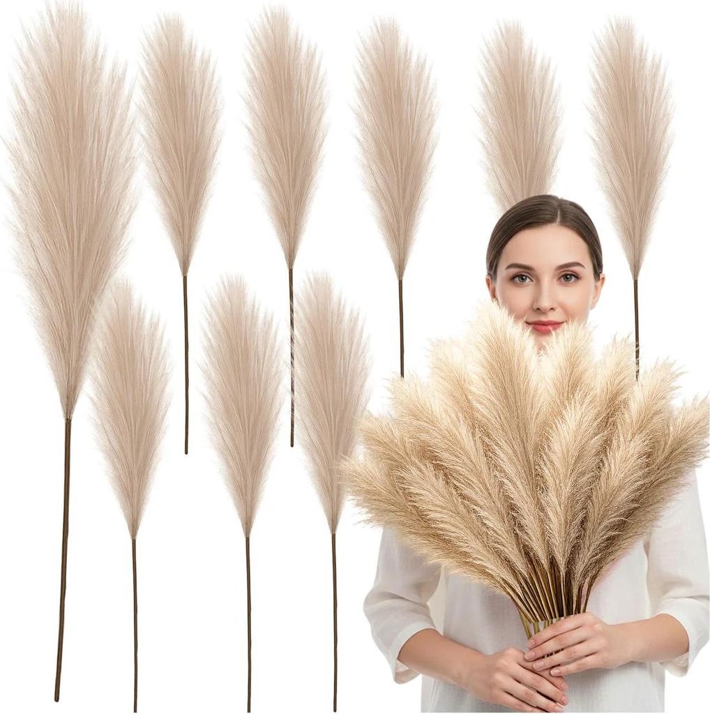 Béžová umelá tráva pampasová, sada 10 ks dekorácií Obrázok produktu 