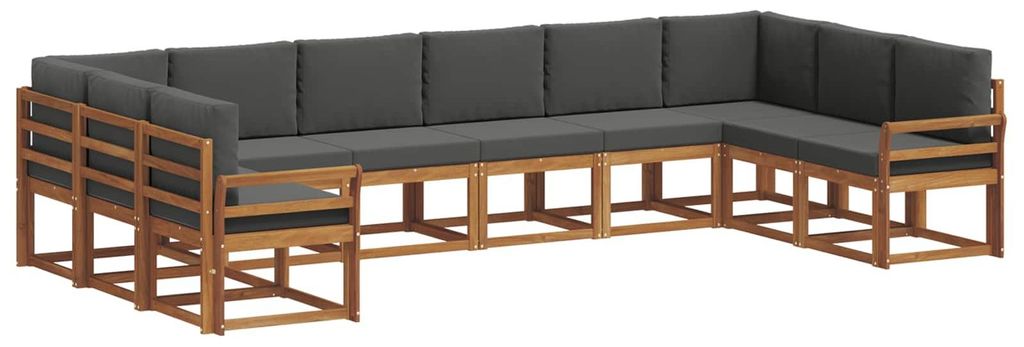 vidaXL Outdoor-Sofagarnitur mit Kissen 10 pcs Natur und Anthrazit