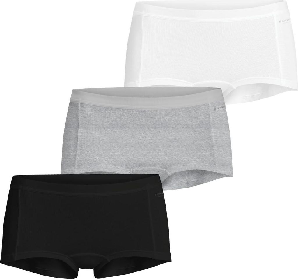 Björn Borg - Damen - Minishort Core 3er-Pack - Grau/Schwarz/Weiß - Gr. XL