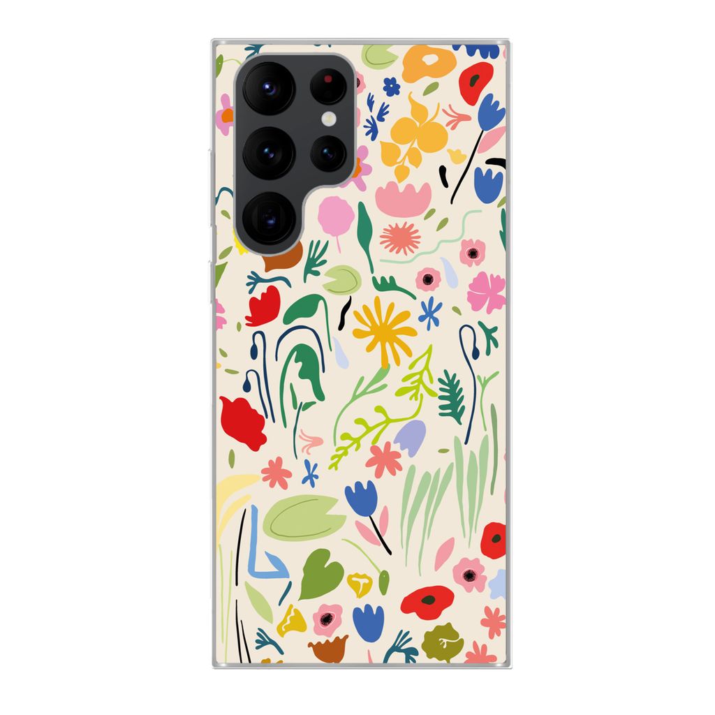 MuchoWow Handyhülle Schutzhülle Hülle für Samsung Galaxy S22 Ultra Blumen - Muster - Pflanzen Silikon Softcase Handy Hülle - Abbildung