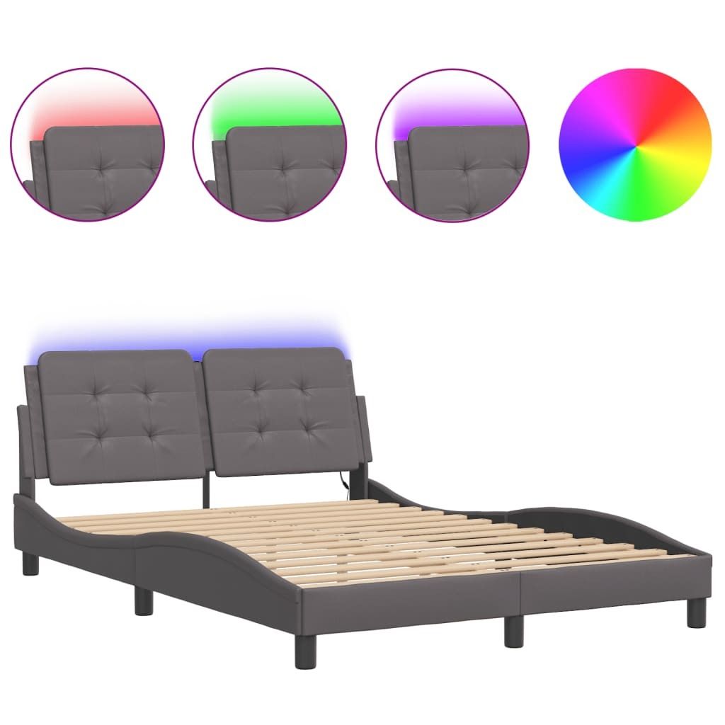 "SALE 2026"Bettgestell/Doppelbett ️Hochwertiges - Polsterbett Erwachsene/r /Kind - mit LED ohne Matratze - "Zadar" Grau 120x200cm - Klassische Be...