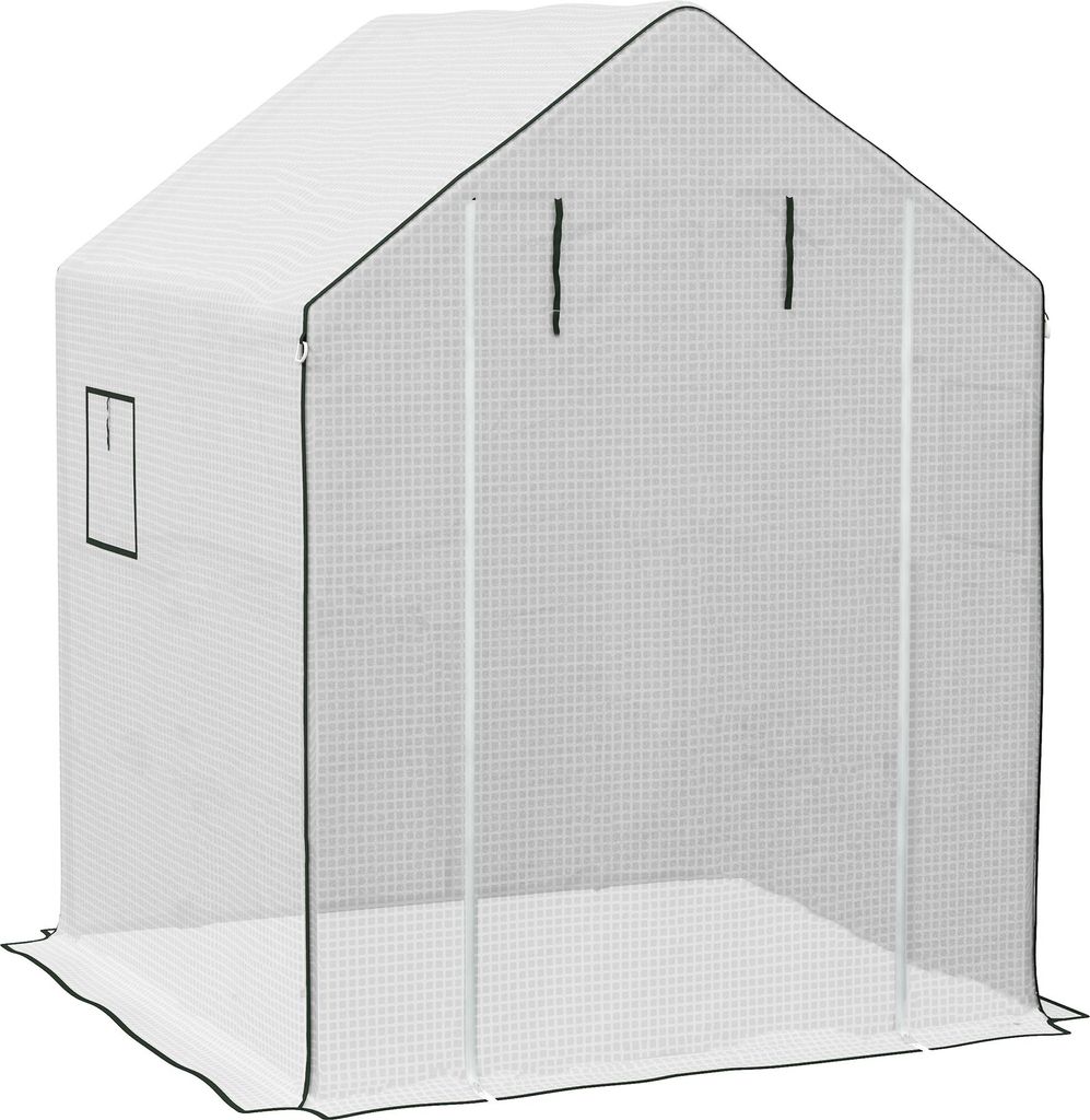 Ersatzfolie für Foliengewächshaus 140x143x190 cm, 135 GSM PE-Gitterfolie UV-beständig, Ersatzabdeckung mit Rolltür & Fenster für Tomatenhaus T...
