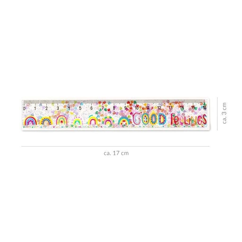 TRENDHAUS GOOD FEELINGS righelli glitterati 16cm arcobaleno Immagine del prodotto 