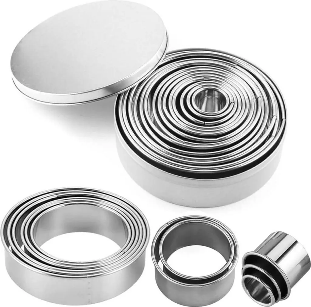 Set 12 Stampini Rotondi Inox per Pasticceria e Fai Da Te Cucina - 1