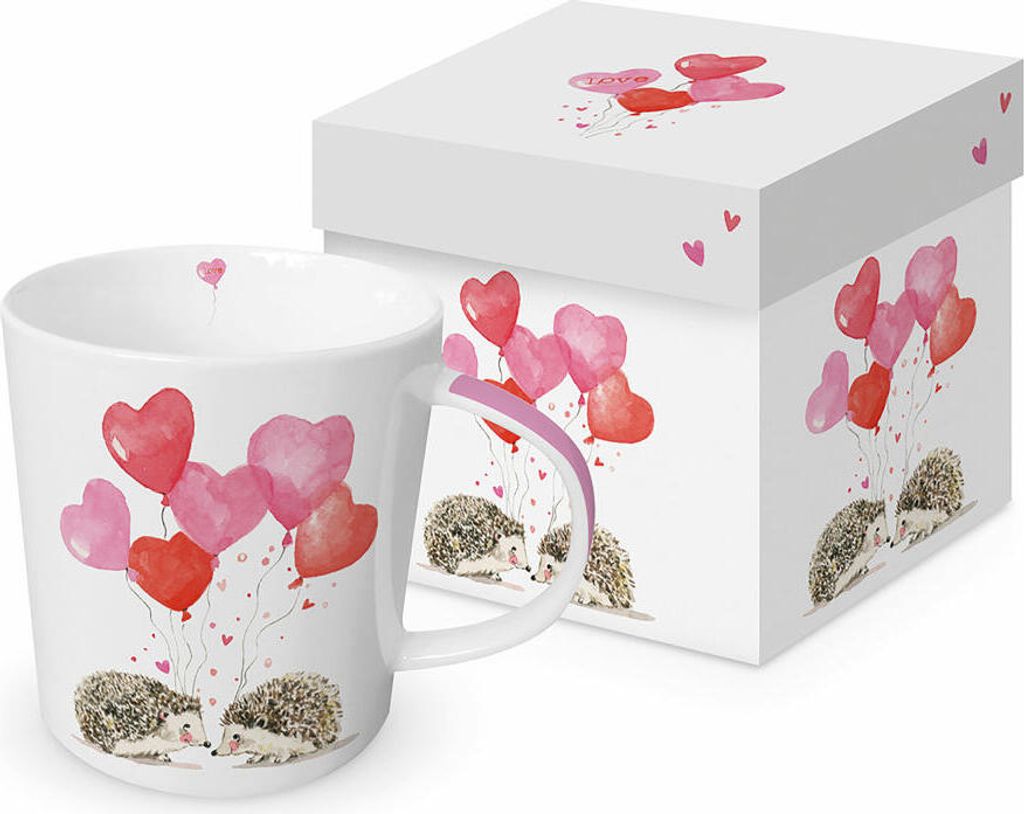 PPD Hedgehogs in Love Trend Mug, in Geschenkbox, Henkelbecher, Kaffeebecher, Becher, Tasse, New Bone China, 400 ml, 160302178