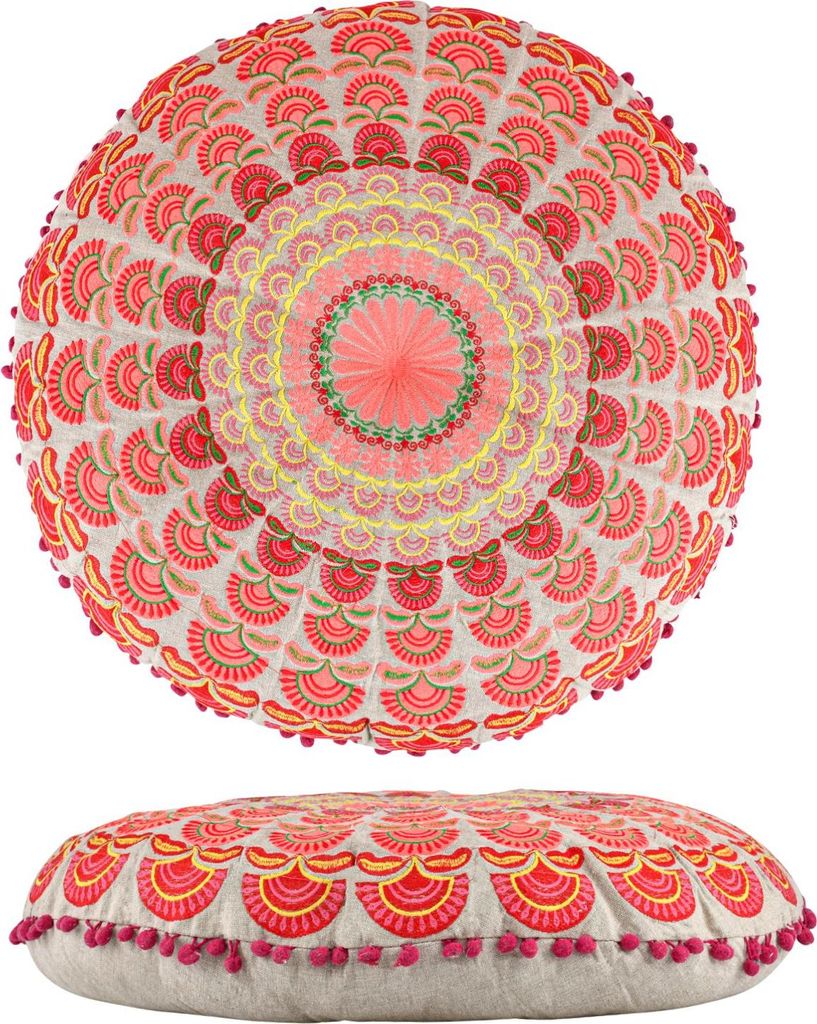Marrakesch Boho Deko Bodenkissen Sitzkissen rund 60 x 15 cm Produktbild 