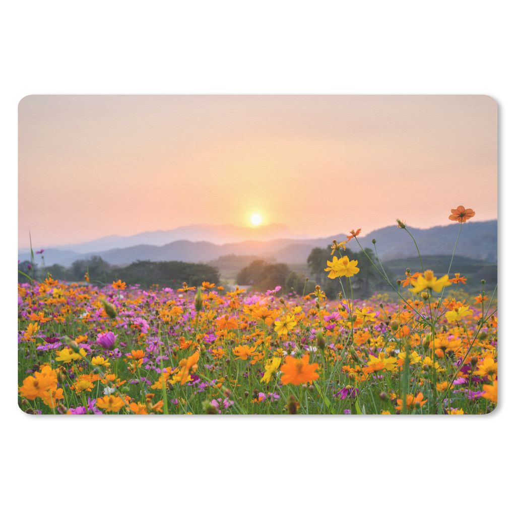 MuchoWow Mauspad Mousepad Blumen - Sonnenuntergang - Berg 27x18 cm - Mousepads - Maus Mat - Pad - Mausunterlage - Büroartikel - Desk Matten