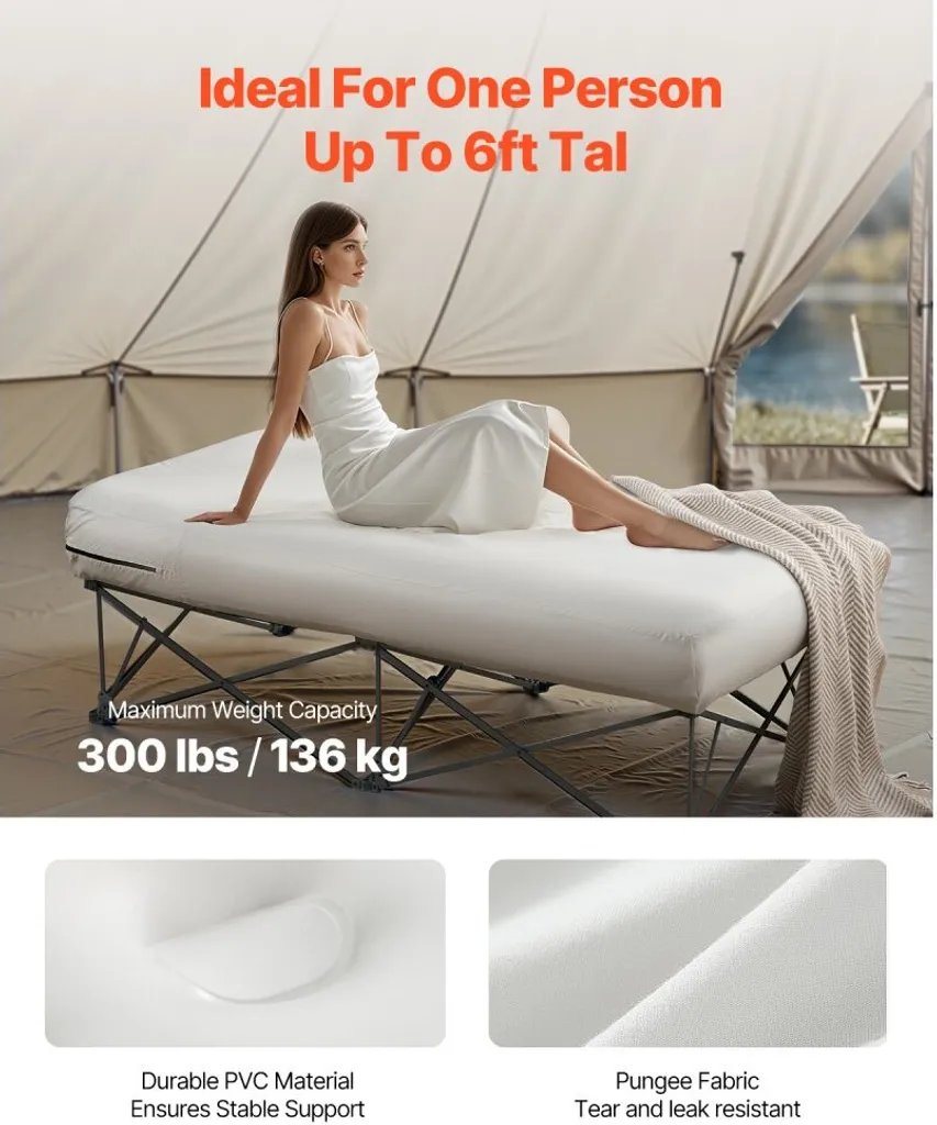 Lit Gonflable de Camping 1 Place Premium Matelas d'Appoint Résistant
