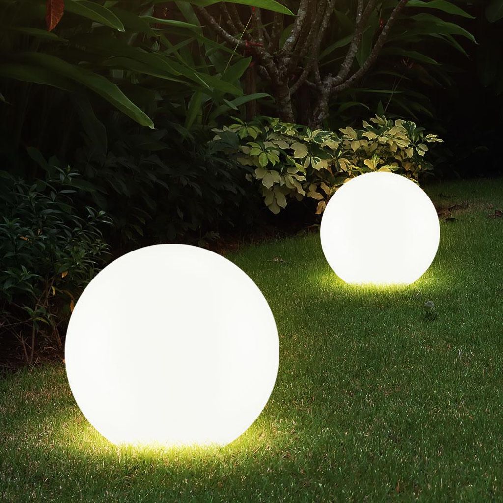 2er LED Solarleuchte, Kugel weiß, H 62 cm Produktbild 