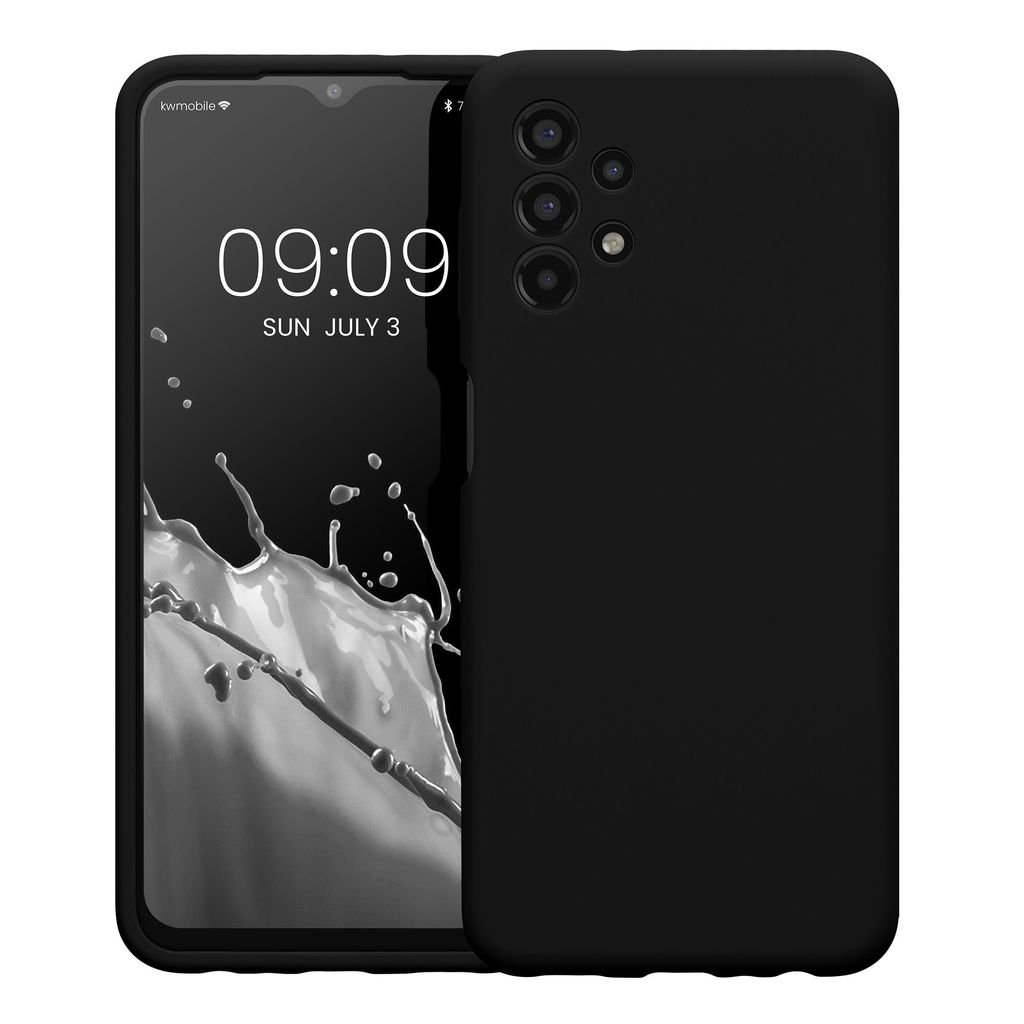 kwmobile Handyhülle kompatibel mit Samsung Galaxy A13 4G Hülle - gummierte Handy Case aus Silikon in Schwarz matt