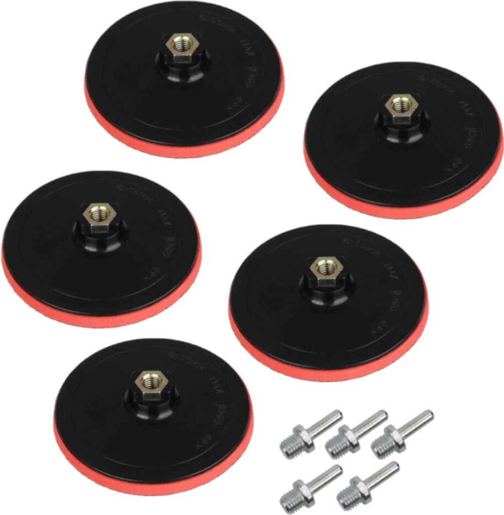 5x Trade-Shop Klett Haftteller / Schleifteller / Stützteller / Polierteller inkl. M14 Spanndorn Adapter für Winkelschleifer Poliermaschinen / Ø ...