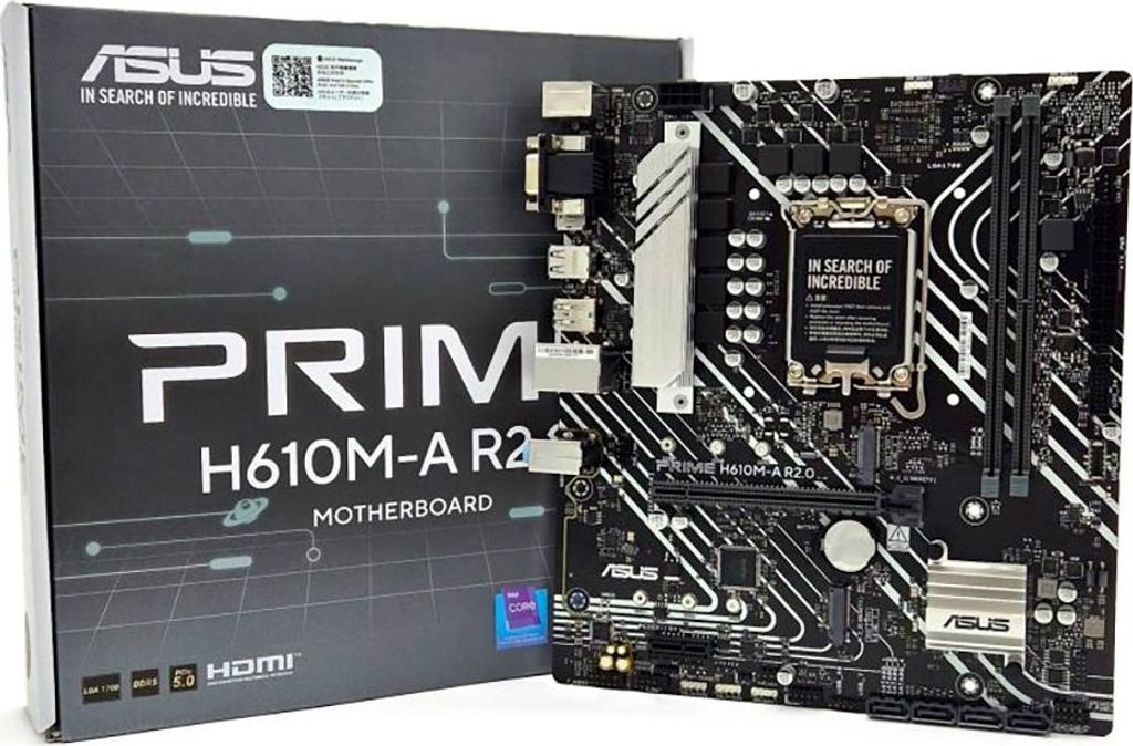 ASUS PRIME H610M-A R2.0 S1700/DDR5/DP-HDMI-VGA/2xM.2/µATX Produktbild 