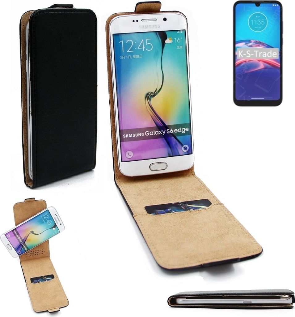 K-S-Trade Schutzhülle Handyhülle kompatibel mit Motorola Moto E6i Flipstyle 360° Smartphone Tasche, schwarz, Case Flip cover