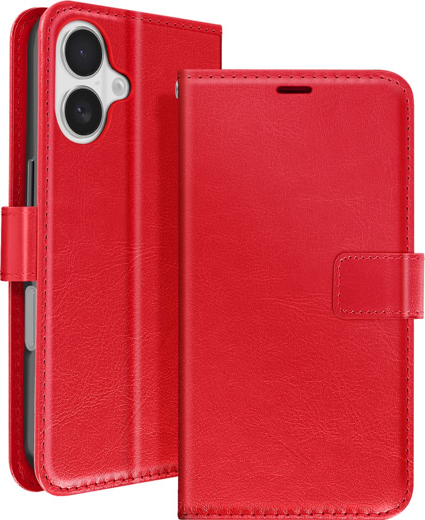 Mayaxess, Apple iPhone 16 Wallet Case Standfunktion mit Handschlaufe, Rot