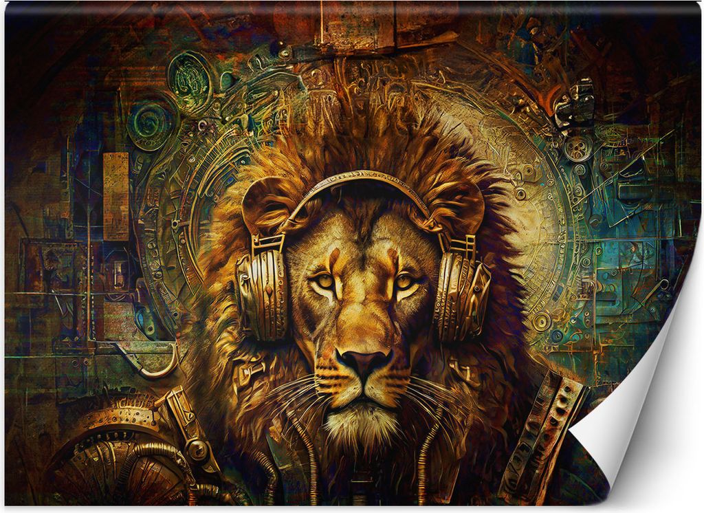 Vlies fototapete Goldener Löwe Abstraktion 450x315 cm Feeby Gold inkl. Kleber einfache Montage