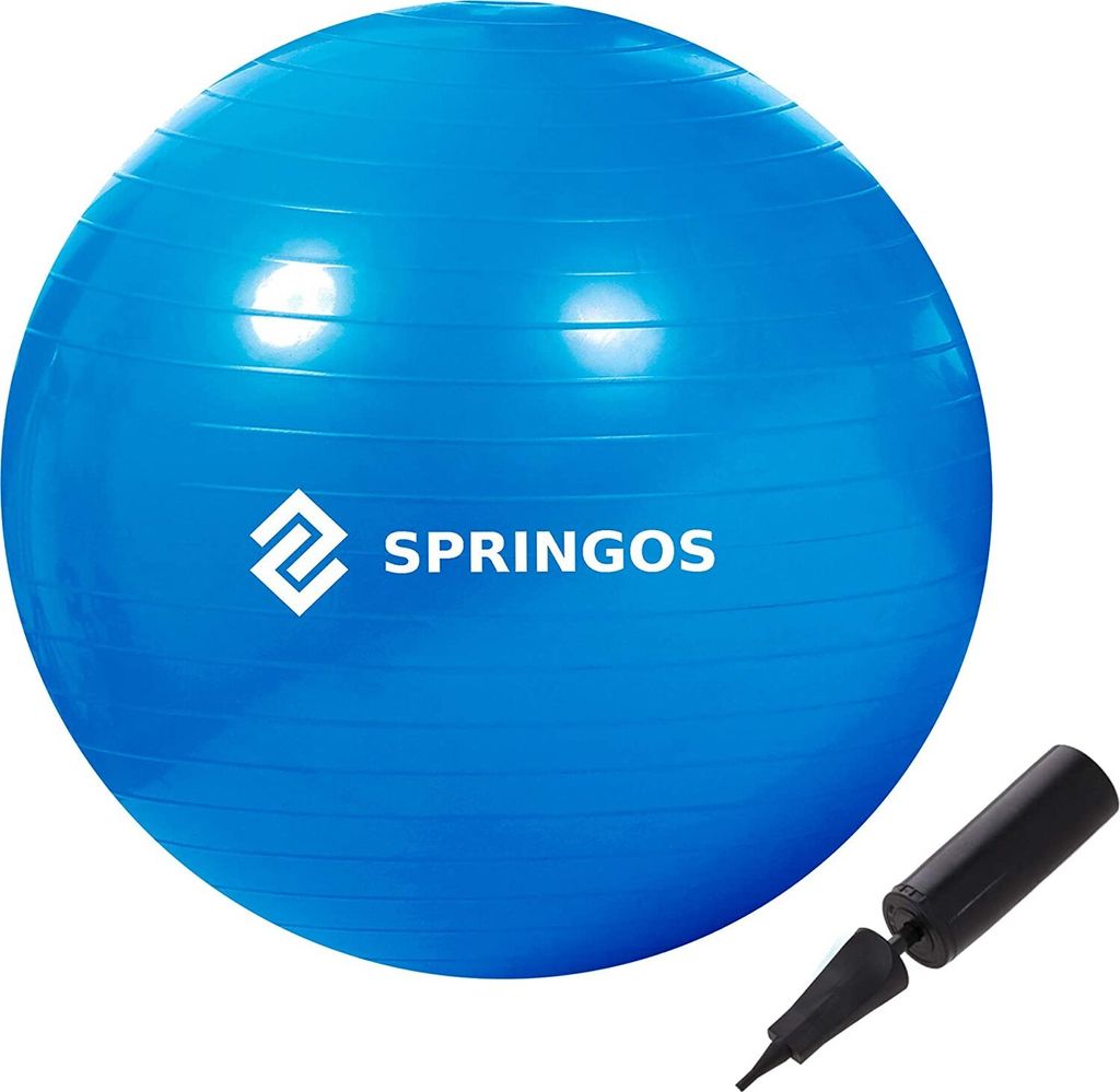 SPRINGOS Gymnastikball, Sitzball, Durchmesser: 55 cm, Fitnessball mit Luftpumpe, max. Belastung 150 kg, Pilates, Ball für Yoga, Physiotherapie, Sc...