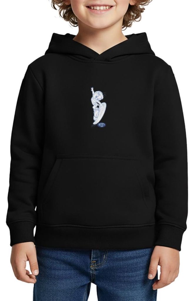 Spreadshirt Looney Tunes Tweety Mit Snowboard Kinder Premium Hoodie, 158/164 (12 Jahre), Schwarz