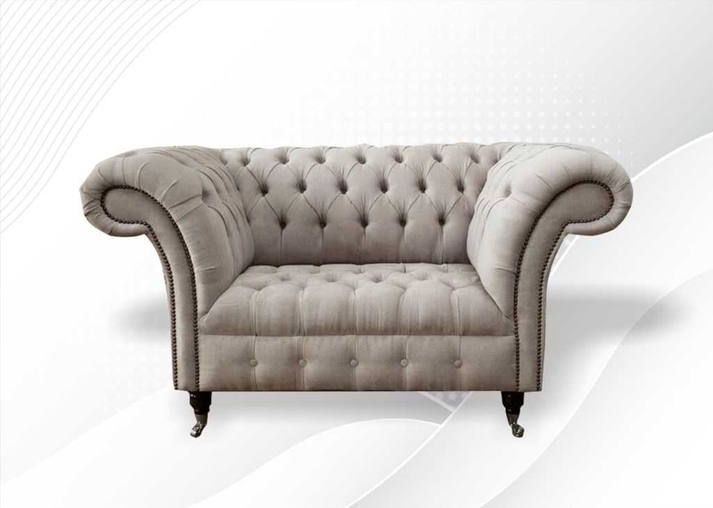 Chesterfield Sessel Creme Stoff Textil Modern Wohnzimmer Luxus Neu Design Möbel