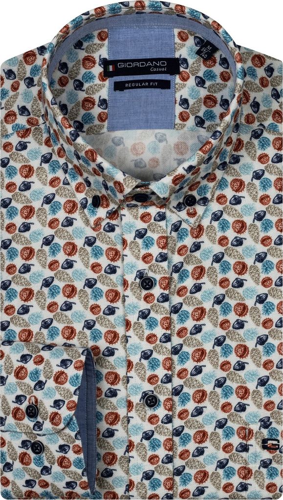 Giordano Hemd dunkelblau Herbstdruck Baumwolle