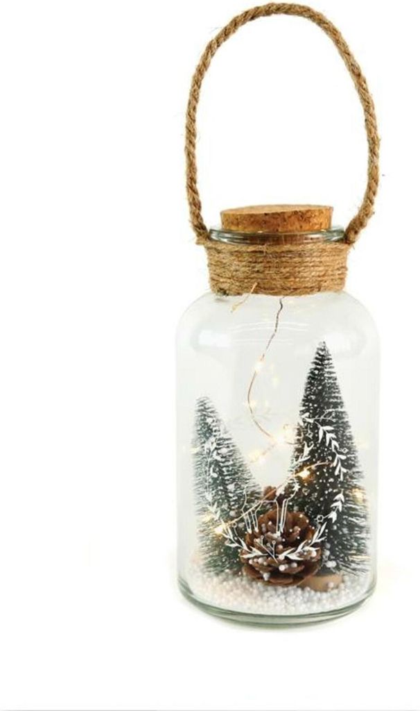 ACA Große, beleuchtete Glaslaterne, 10 LEDs, batteriebetrieben (3xLR44 WW), Schutzart IP20, Durchmesser 10x20cm, X07101750