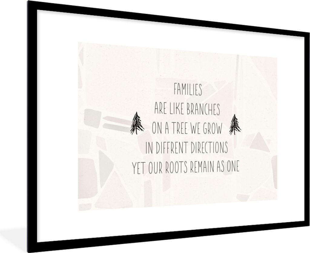 MuchoWow Gerahmtes Poster Zitate - Familie - Sprichwörter 90x60 cm - Poster mit Schwarzem Bilderrahmen Wandposter Rahmen Foto Bilder - Wanddekor...