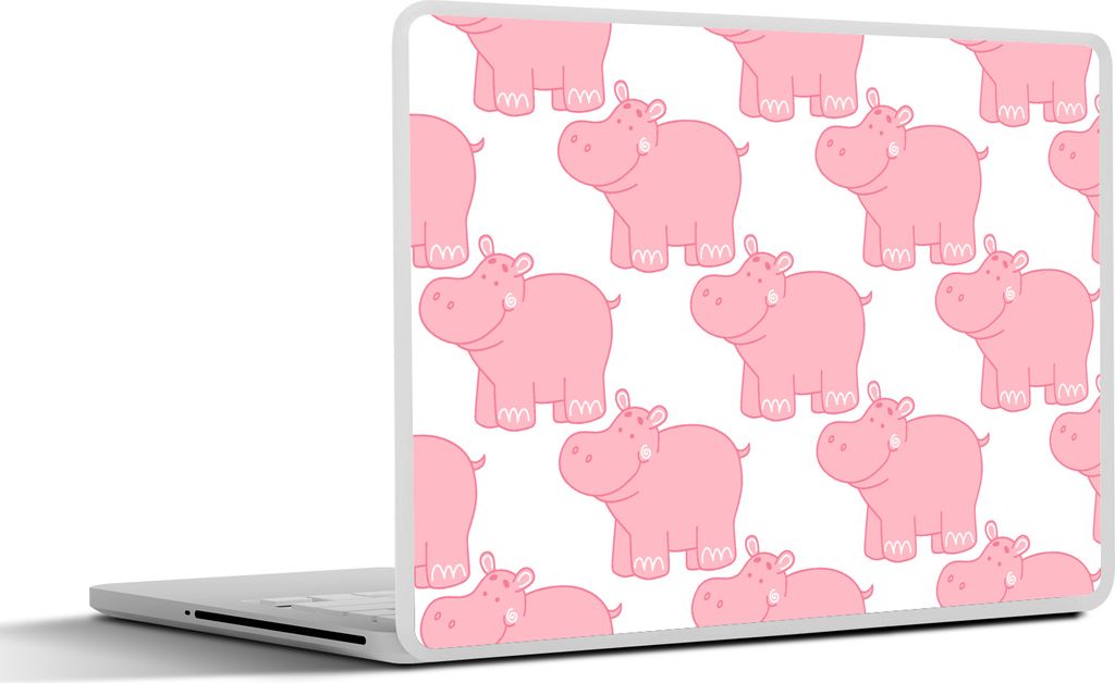 MuchoWow Laptop Aufkleber Sticker Cover Nilpferd - Rosa - Mädchen - Kind - Muster 31x22.5 cm - Laptop-Deko