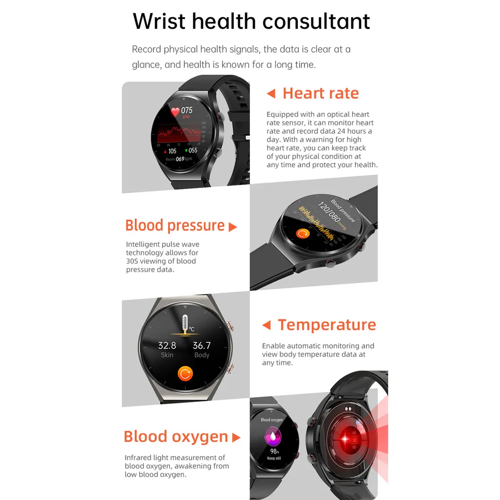 Montre connectée E09 écran 1,39'' noir avec appels Bluetooth intégrés - 20