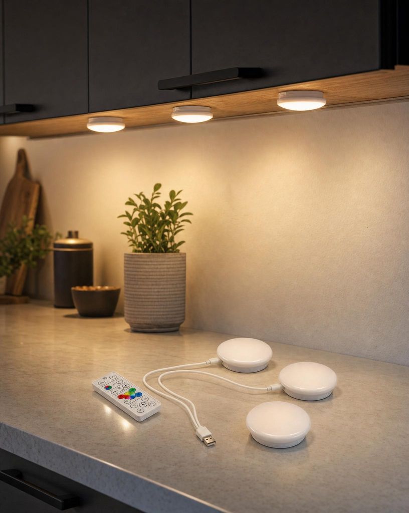 Northpoint 3er Set LED Spots RGB & Warmweiß wiederaufladbar Produktbild  KI-generiertes Bild