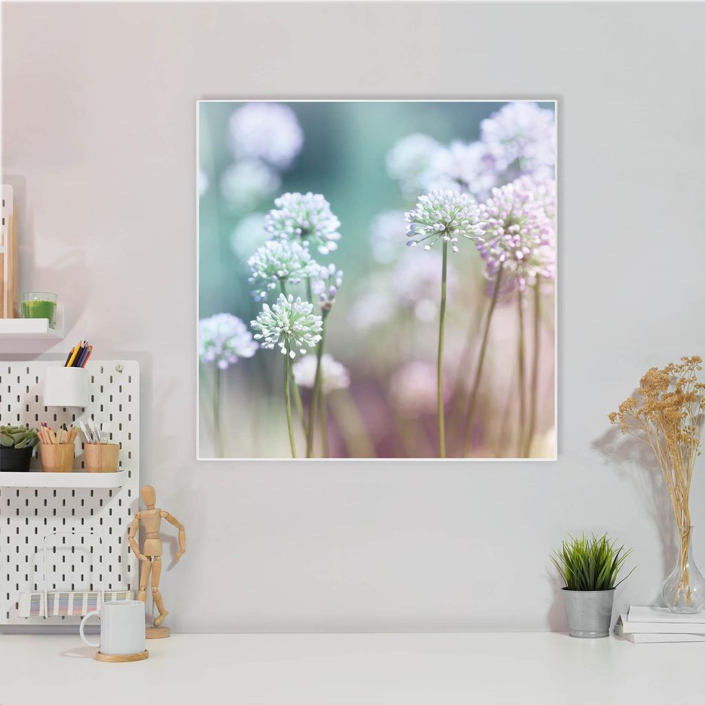 Design Stahlmagnettafel Quadratisch 50x50cm Lauchblüte