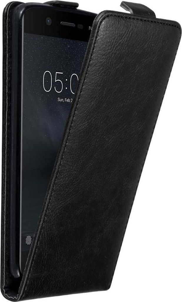 Cadorabo Hülle für Nokia 5 2017 Schutz Hülle in Schwarz Flip Etui Handyhülle Case Cover