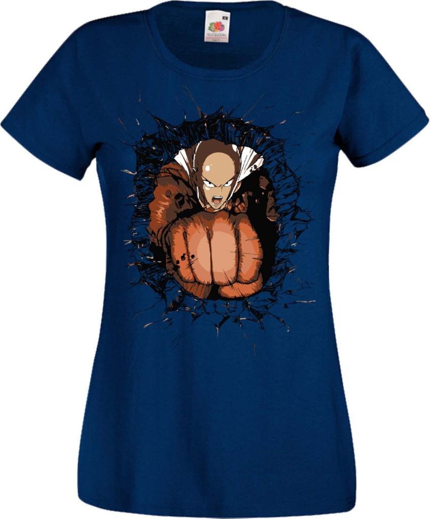 Damen T-Shirt Manga Anime One manga Punch Anime Man 02 Saitama, Lady S / Dunkelblau