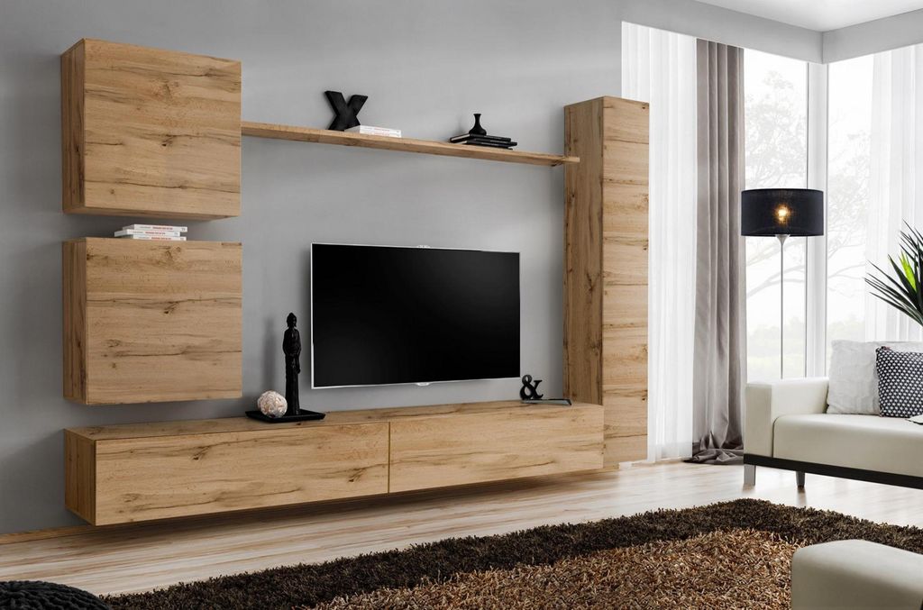 Wandschrank Modern Wohnwand Braun Holzmöbel Wohnzimmermöbel Designer