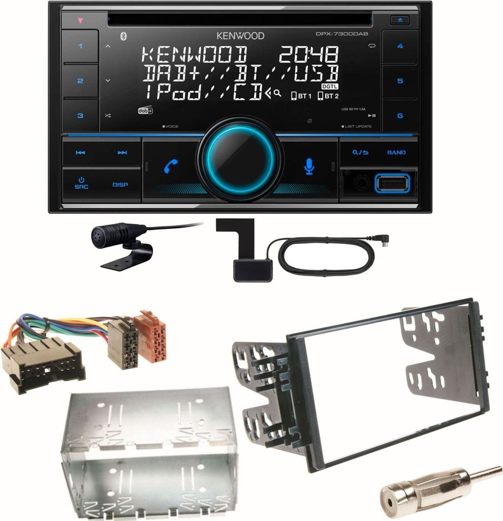 Kenwood DPX-7300DAB Bluetooth DAB Einbauset für Kia Sorento JC Rio DC Carnival