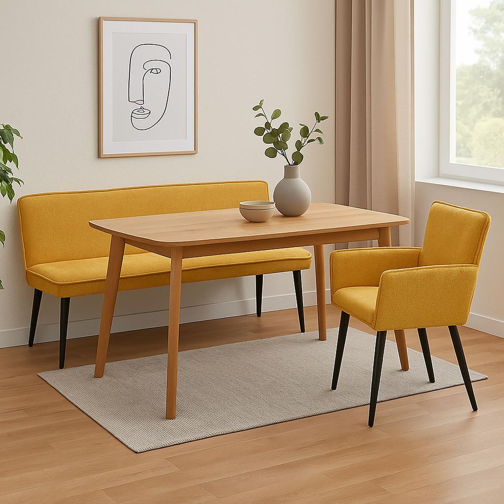 Polsterbank Mesilla Gelb, 140 cm breit, 49 cm Sitzhöhe, 60 Produktbild 