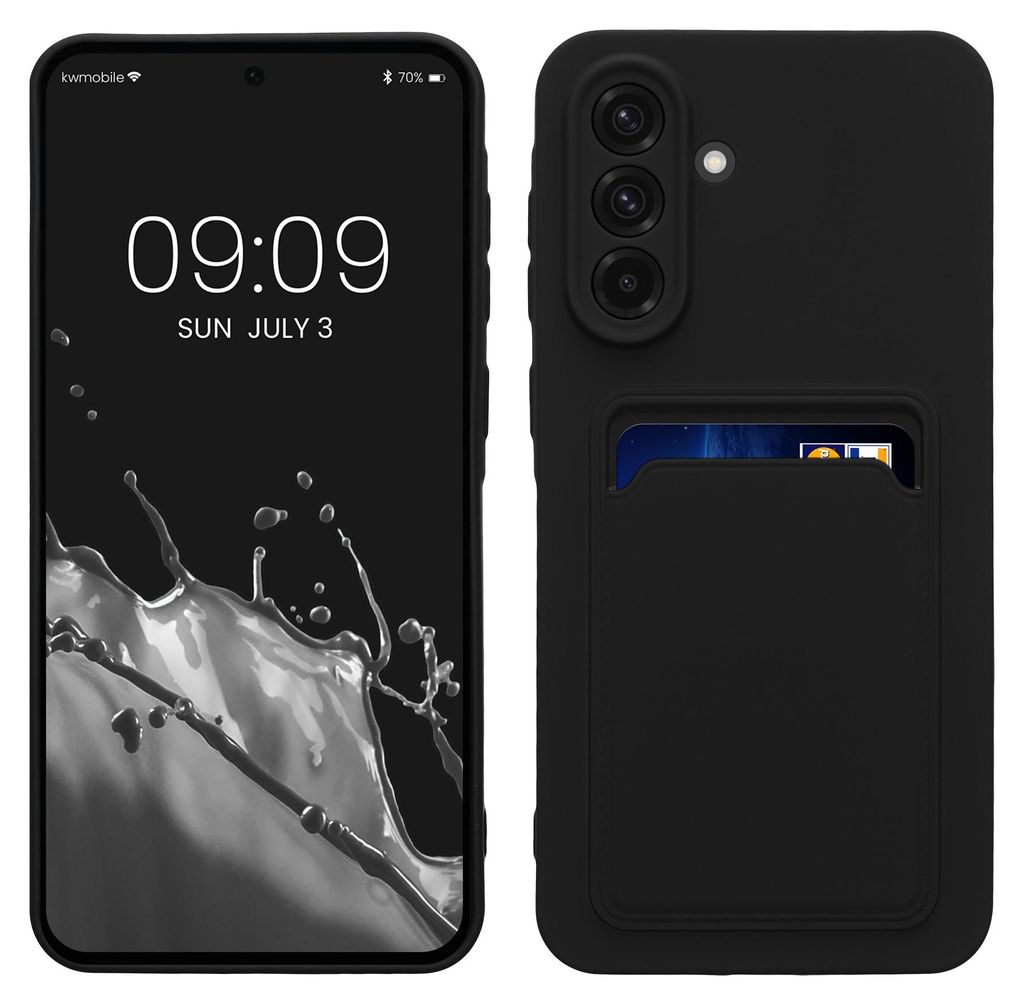 kwmobile Handyhülle für Samsung Galaxy A56 5G Hülle mit Kartenfach - TPU Case - Kabelloses Laden - Schutzhülle Cover in Schwarz