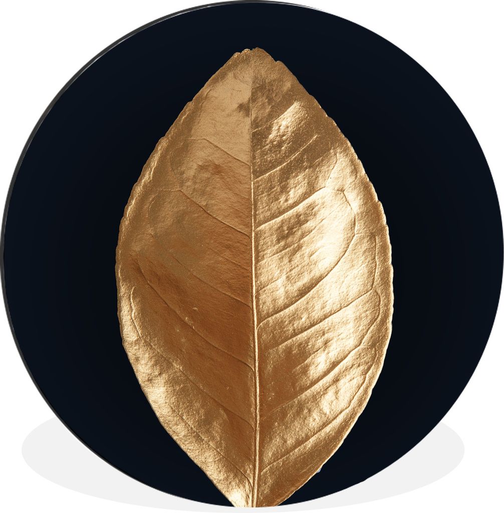 MuchoWow Aluminium Wandkreis Blätter - Luxus - Gold Ø 30 cm Wanddeko Modern Wohnzimmer - Wand Bild - Wohnzimmer - Runde Bilder - Alubilder - Ku...
