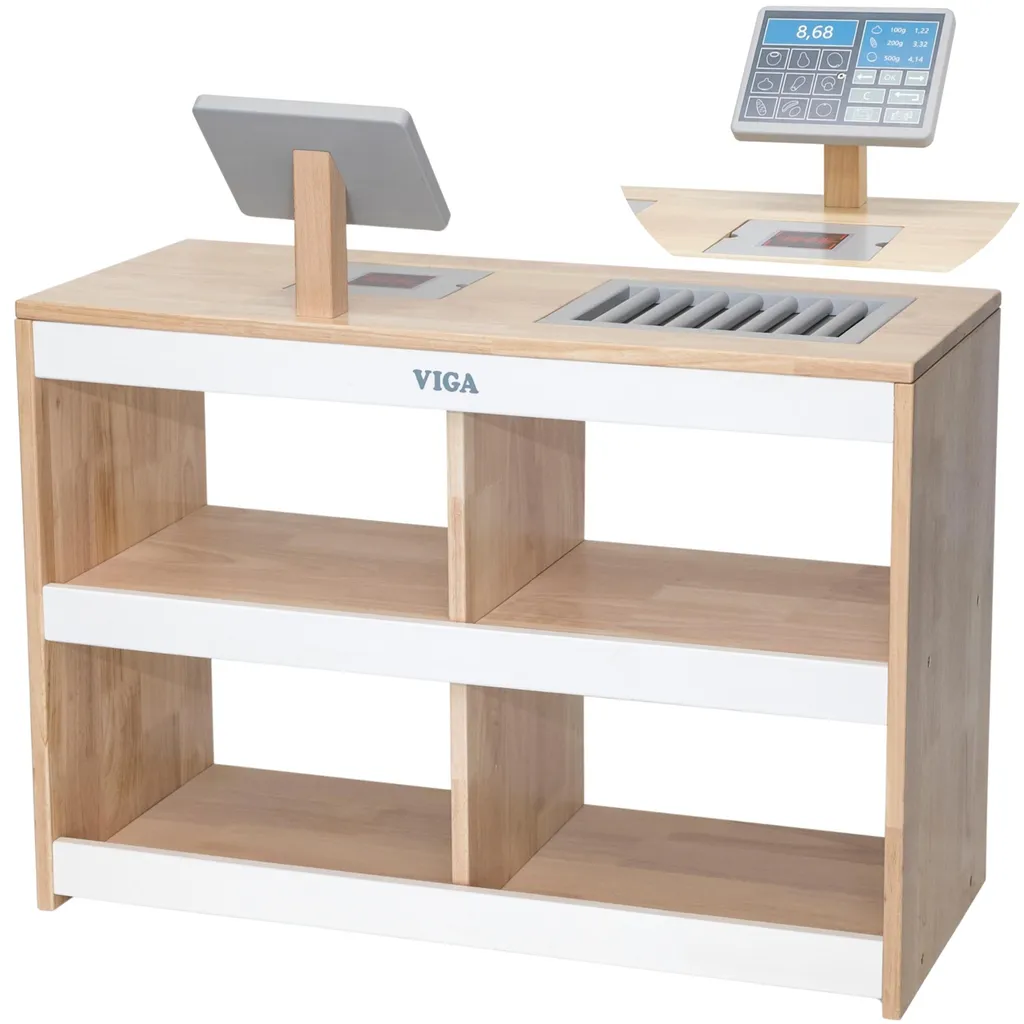 Caisse enregistreuse Viga bois naturel - Jouet éducatif et durable