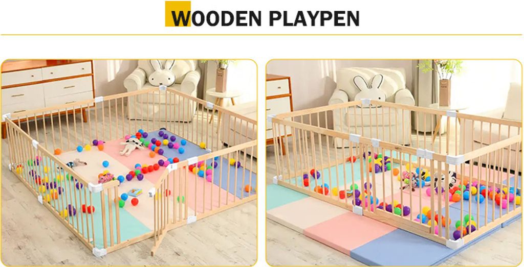 HEMUYT Laufstall 120x120cm Mit Matratze - Großer Spielbereich Für Babys