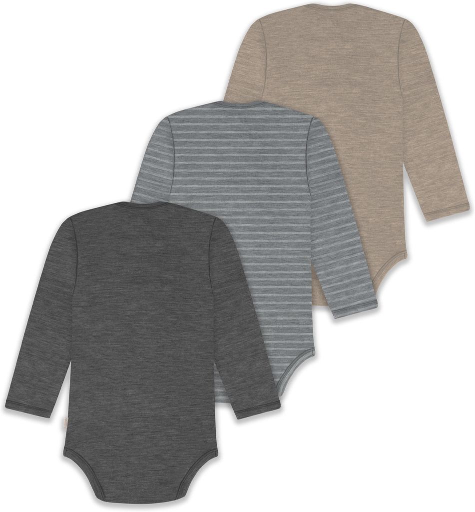 normani 3er Pack Baby Merino Body Langarm