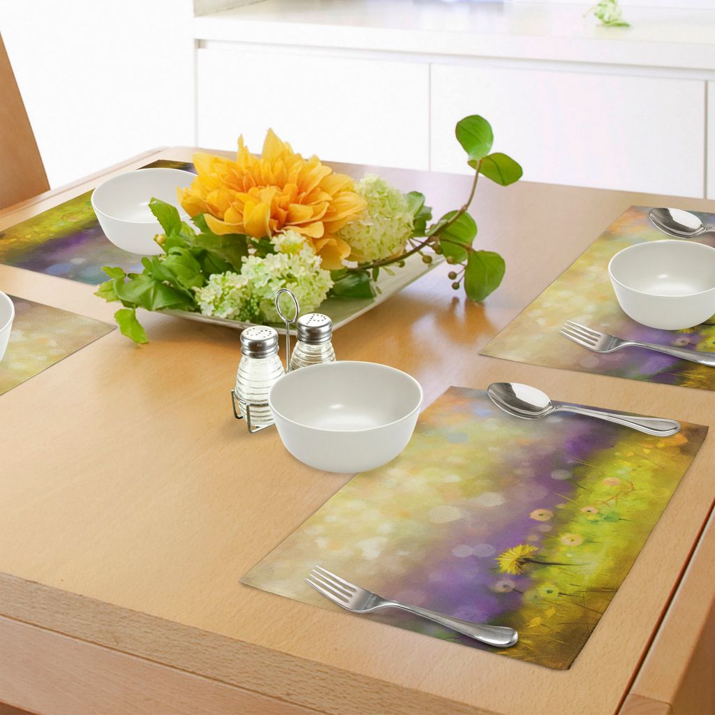 ABAKUHAUS Blume Platzmatten, Pastellfarbiger Blumenrasen und dunstige Flache Schärfentiefe Natur-Darstellungs-Design, Tiscjdeco aus Farbfesten Sto...