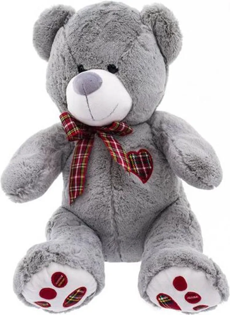 Peluche ours gris 40 cm assis EUROBABY - Grand doudou souple pour bébé