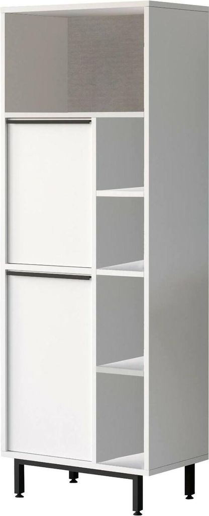 Säulenschrank Mimas, Schrank für Badezimmer oder Küche, Multifunktionaler Hochschrank, Mehrzweckschrank, 160x36 h45 cm, Weiß