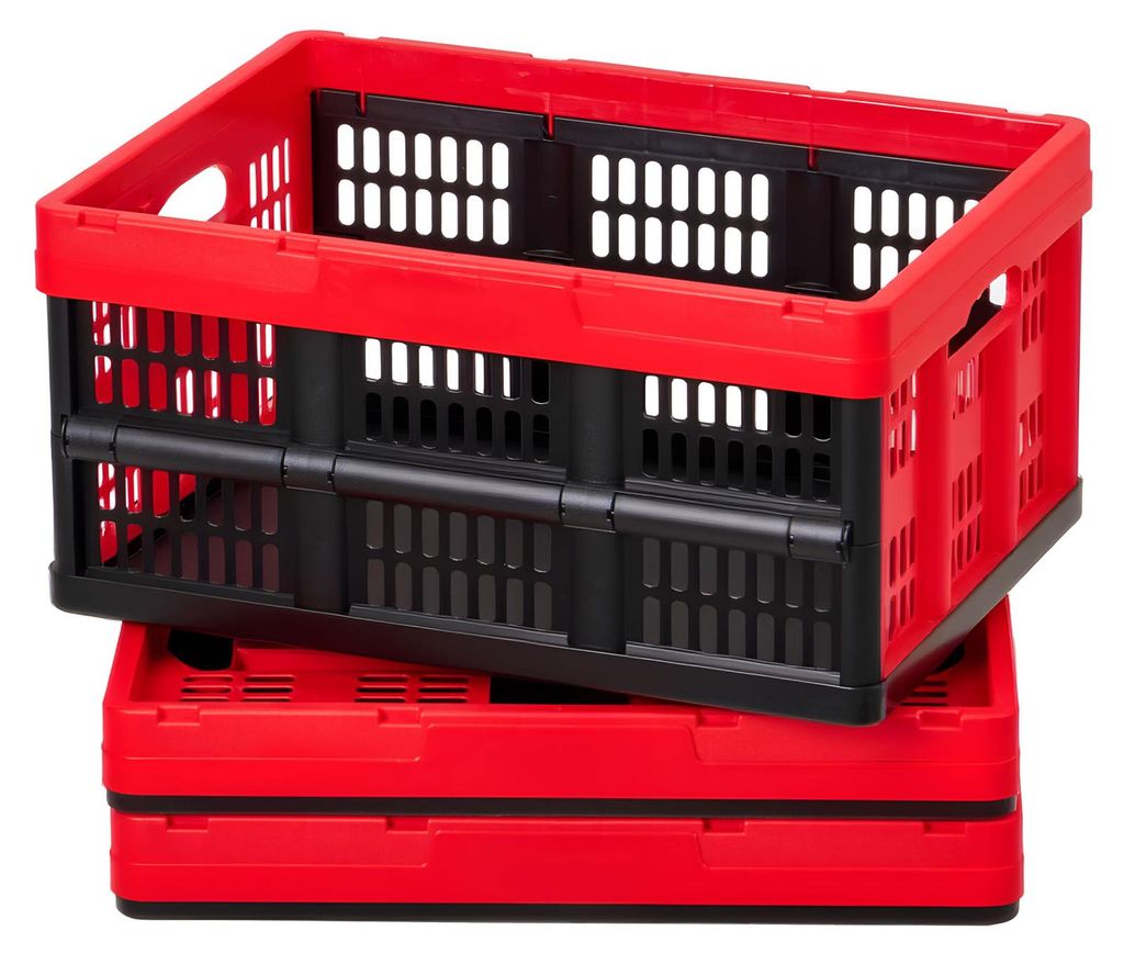 SucceBuy Klappbox 32 L im 3er-Set, Faltbare Kunststoff-Aufbewahrungsboxen, Stapelbare Körbe mit Griffen, Belastbar bis 12 kg pro Box, Praktische K...