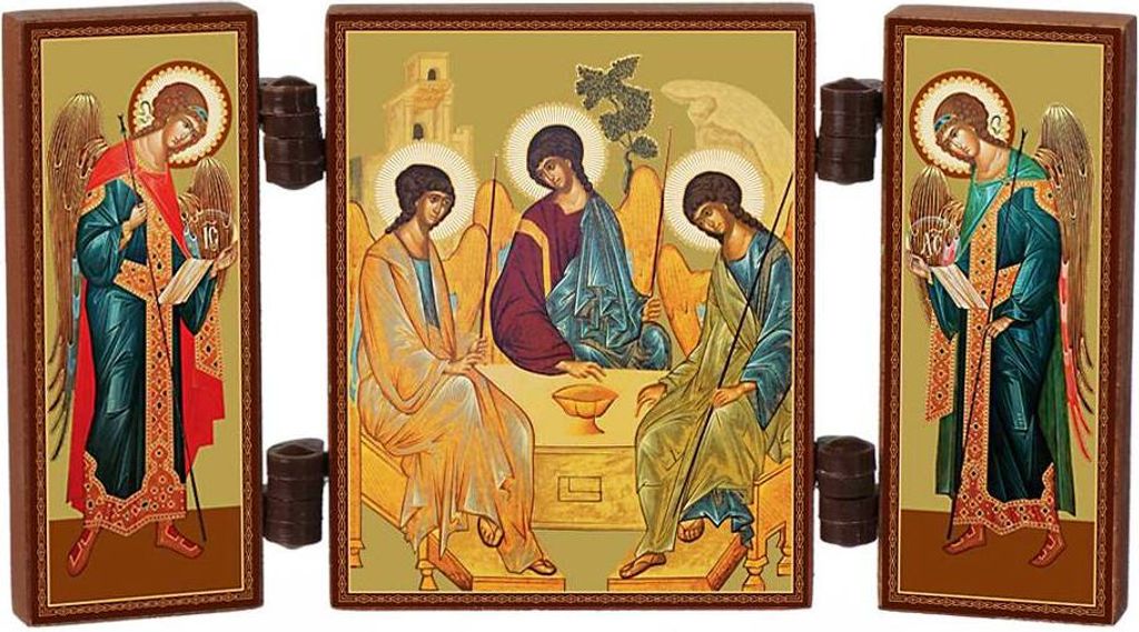 Ikone - Heilige Dreifaltigkeit christliche reise Altar Triptychon Andrej Rubljow