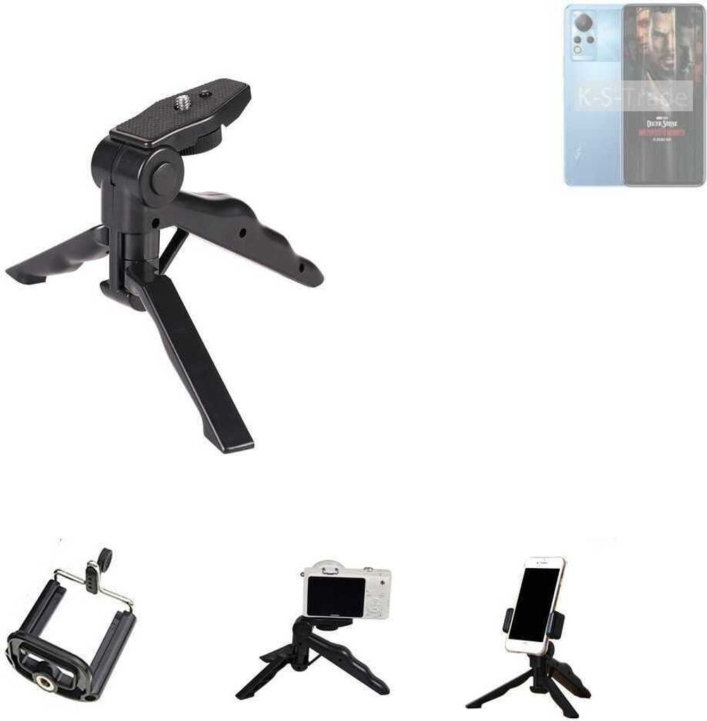 K-S-Trade Stativ Tisch-Ständer Dreibein Handy-Stativ Ständer kompatibel mit Infinix Note 12 Turbo Mini-Stativ Smartphone Tripod Handy-Stativ aus