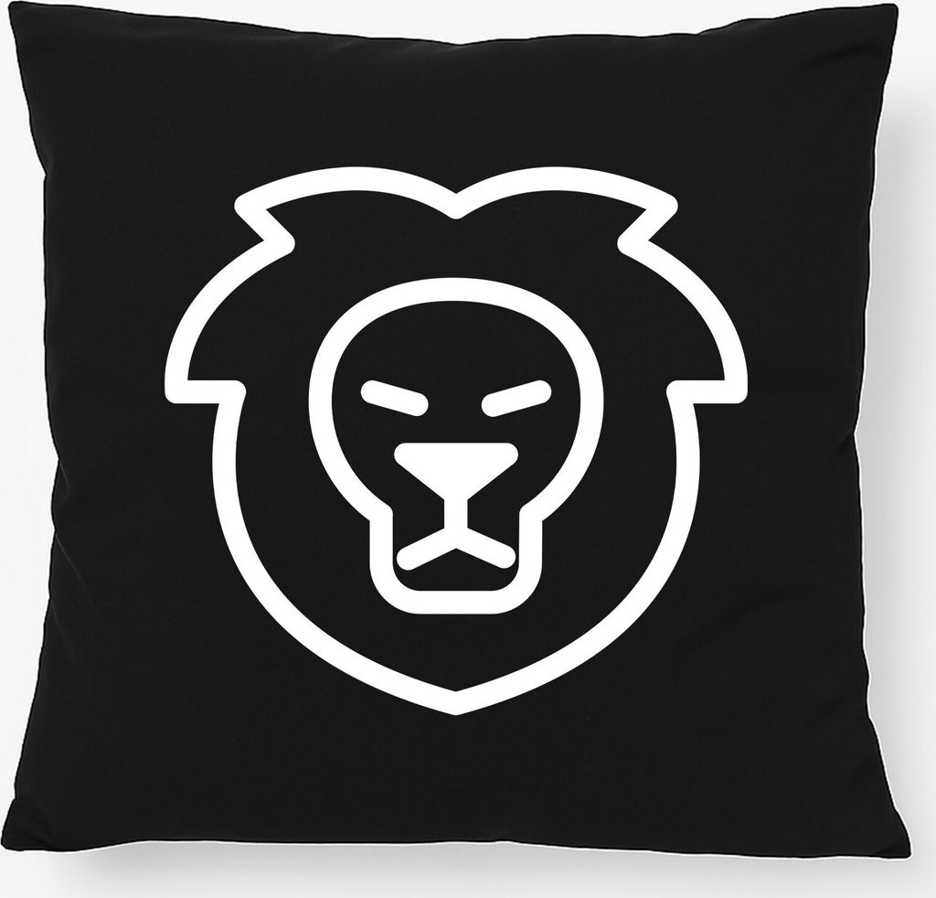Huuraa Kissen Löwe Sternzeichen Symbol 40x40cm mit Füllung Black Baumwolle Dekokissen Geschenkidee